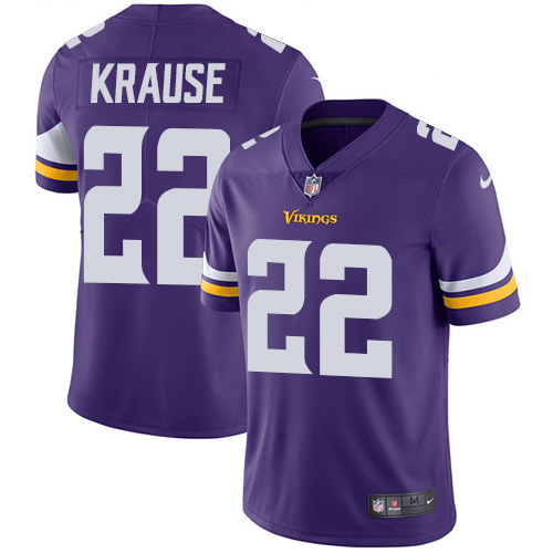 Men's Nike Minnesota Vikings #22 Paul Krause Purple Team Color Vapor Untouchable Limited Player NFL Jersey