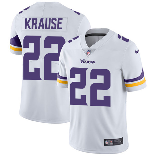 Men's Nike Minnesota Vikings #22 Paul Krause White Vapor Untouchable Limited Player NFL Jersey