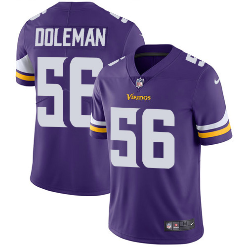 Men's Nike Minnesota Vikings #56 Chris Doleman Purple Team Color Vapor Untouchable Limited Player NFL Jersey
