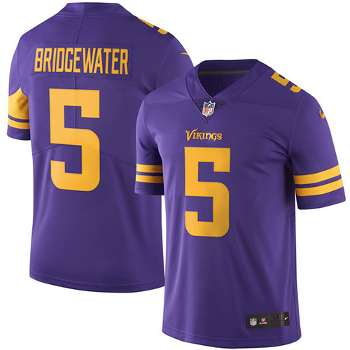 Youth Nike Minnesota Vikings #5 Teddy Bridgewater Elite Purple Rush Vapor Untouchable NFL Jersey