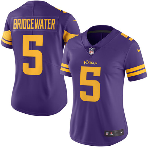 Women's Nike Minnesota Vikings #5 Teddy Bridgewater Elite Purple Rush Vapor Untouchable NFL Jersey