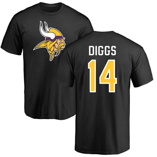 NFL Nike Minnesota Vikings #14 Stefon Diggs Black Name & Number Logo T-Shirt