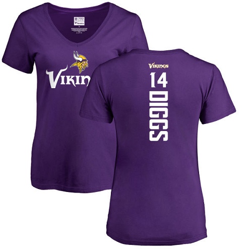 NFL Women's Nike Minnesota Vikings #14 Stefon Diggs Purple Backer Slim Fit T-Shirt