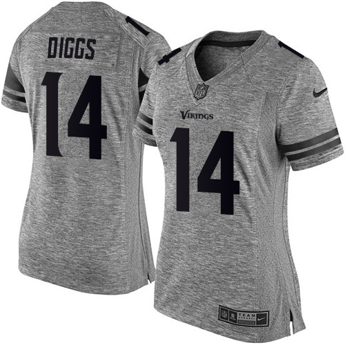 Women's Nike Minnesota Vikings #14 Stefon Diggs Limited Gray Gridiron NFL Jersey