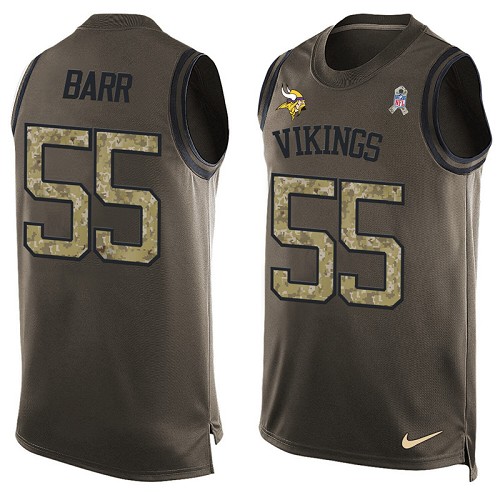 Men's Nike Minnesota Vikings #55 Anthony Barr Limited Green Salute to Service Tank Top NFL Jersey
