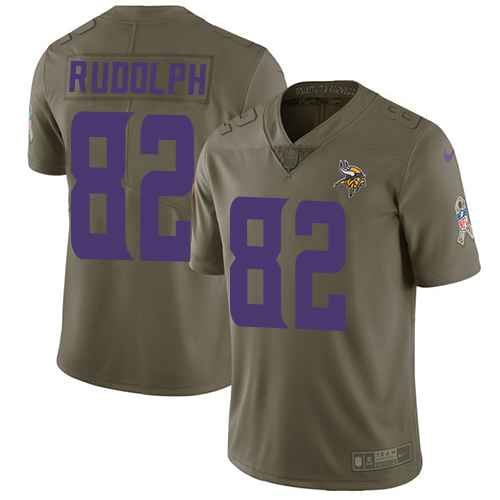 Youth Nike Minnesota Vikings #82 Kyle Rudolph Limited Olive 2017 Salute to Service NFL Jersey