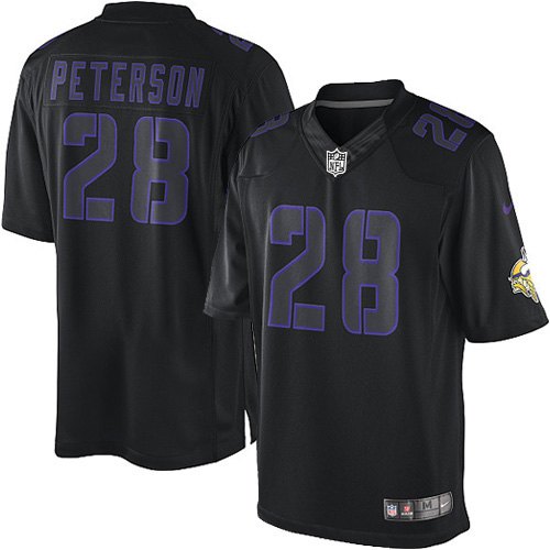 Men's Nike Minnesota Vikings #28 Adrian Peterson Limited Black Impact NFL Jersey