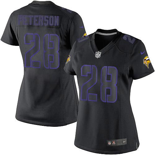 Women's Nike Minnesota Vikings #28 Adrian Peterson Limited Black Impact NFL Jersey