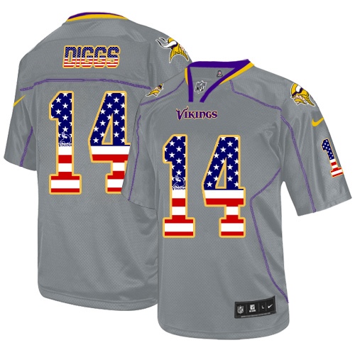 Men's Nike Minnesota Vikings #14 Stefon Diggs Elite Grey USA Flag Fashion NFL Jersey