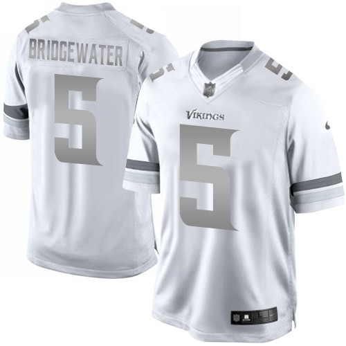 Men's Nike Minnesota Vikings #5 Teddy Bridgewater Limited White Platinum NFL Jersey