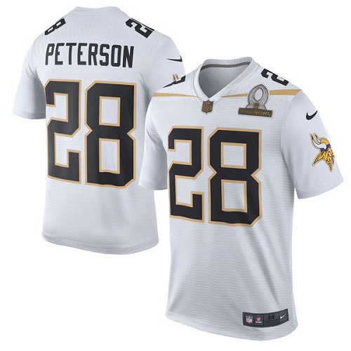 Men's Nike Minnesota Vikings #28 Adrian Peterson Elite White Team Rice 2016 Pro Bowl NFL Jersey