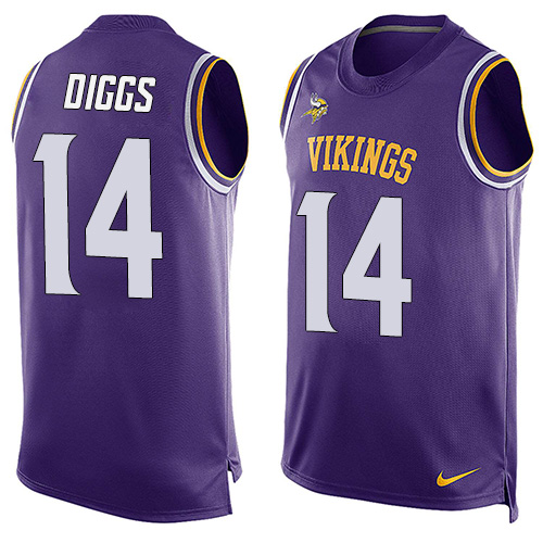 Men's Nike Minnesota Vikings #14 Stefon Diggs Limited Purple Player Name & Number Tank Top NFL Jersey