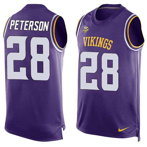 Men's Nike Minnesota Vikings #28 Adrian Peterson Limited Purple Player Name & Number Tank Top NFL Jersey