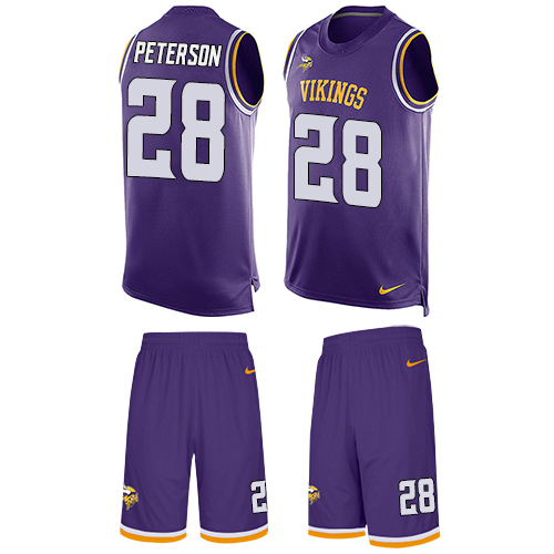 Men's Nike Minnesota Vikings #28 Adrian Peterson Limited Purple Tank Top Suit NFL Jersey