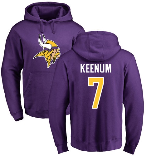 NFL Nike Minnesota Vikings #7 Case Keenum Purple Name & Number Logo Pullover Hoodie