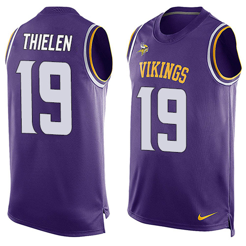 Men's Nike Minnesota Vikings #19 Adam Thielen Limited Purple Player Name & Number Tank Top NFL Jersey