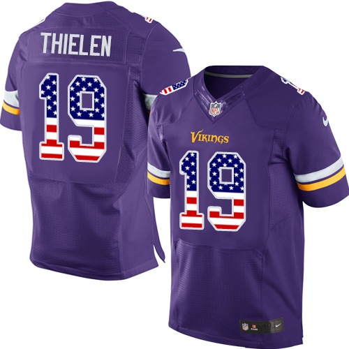 Men's Nike Minnesota Vikings #19 Adam Thielen Elite Purple Home USA Flag Fashion NFL Jersey