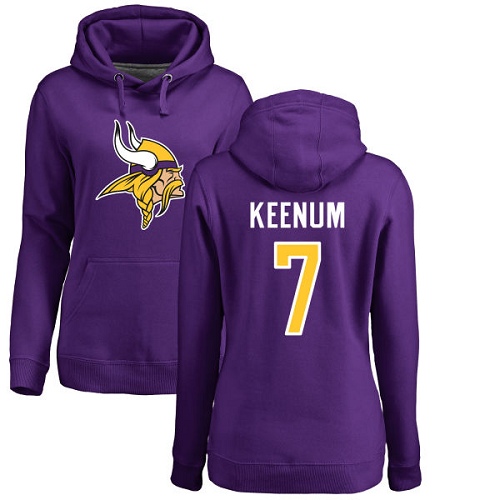 NFL Women's Nike Minnesota Vikings #7 Case Keenum Purple Name & Number Logo Pullover Hoodie