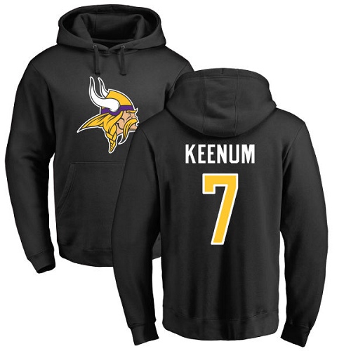 NFL Nike Minnesota Vikings #7 Case Keenum Black Name & Number Logo Pullover Hoodie