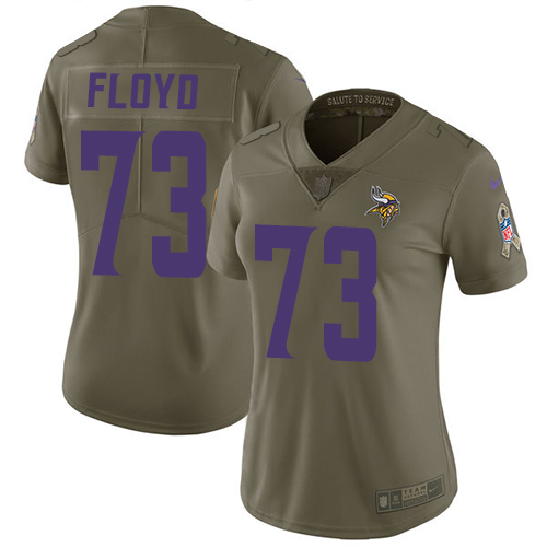 Women's Nike Minnesota Vikings #73 Sharrif Floyd Limited Olive 2017 Salute to Service NFL Jersey