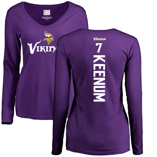 NFL Women's Nike Minnesota Vikings #7 Case Keenum Purple Backer Slim Fit Long Sleeve T-Shirt
