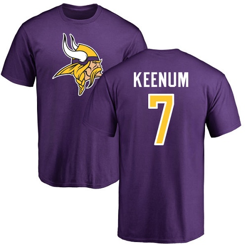 NFL Nike Minnesota Vikings #7 Case Keenum Purple Name & Number Logo T-Shirt