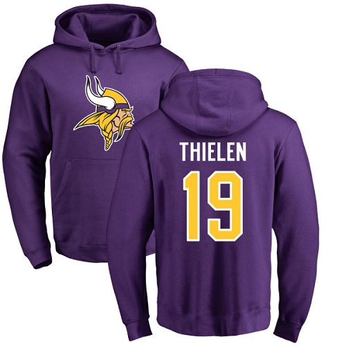 NFL Nike Minnesota Vikings #19 Adam Thielen Purple Name & Number Logo Pullover Hoodie