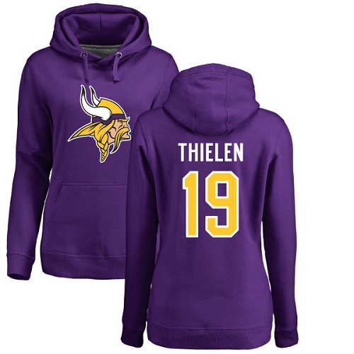 NFL Women's Nike Minnesota Vikings #19 Adam Thielen Purple Name & Number Logo Pullover Hoodie