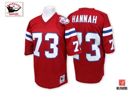 Mitchell and Ness New England Patriots #73 John Hannah Red Authentic NFL Jersey