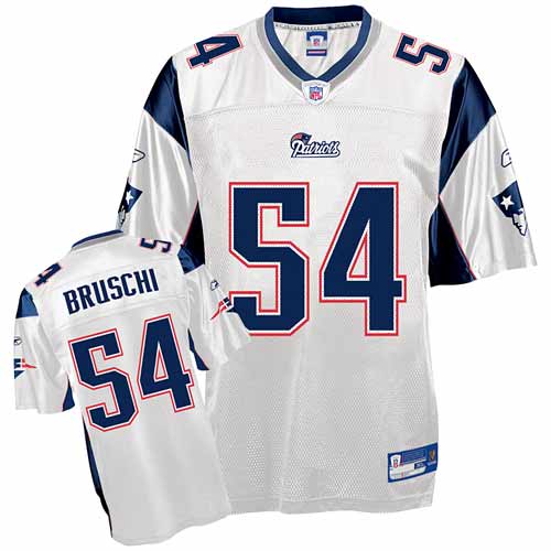 Reebok New England Patriots #54 Tedy Bruschi White Authentic Throwback NFL Jersey