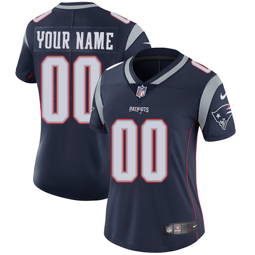 Women's Nike New England Patriots Customized Navy Blue Team Color Vapor Untouchable Custom Limited NFL Jersey