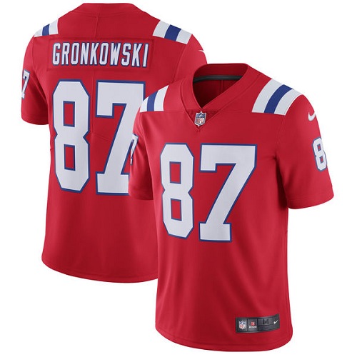 Men's Nike New England Patriots #87 Rob Gronkowski Red Alternate Vapor Untouchable Limited Player NFL Jersey