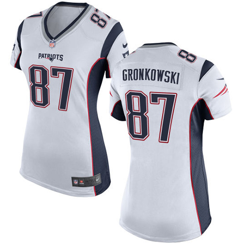 Women's Nike New England Patriots #87 Rob Gronkowski Game White NFL Jersey
