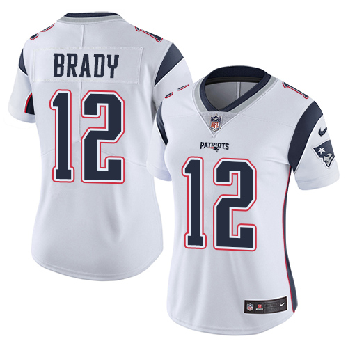 Women's Nike New England Patriots #12 Tom Brady White Vapor Untouchable Limited Player NFL Jersey