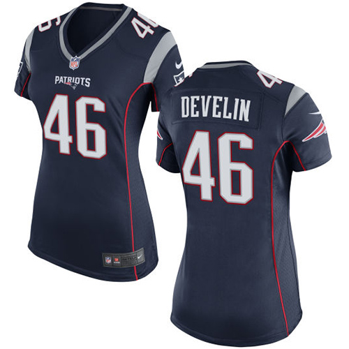 Women's Nike New England Patriots #46 James Develin Game Navy Blue Team Color NFL Jersey