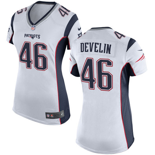 Women's Nike New England Patriots #46 James Develin Game White NFL Jersey