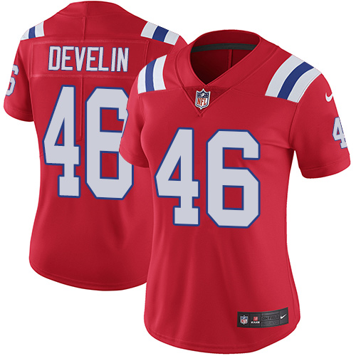 Women's Nike New England Patriots #46 James Develin Red Alternate Vapor Untouchable Limited Player NFL Jersey