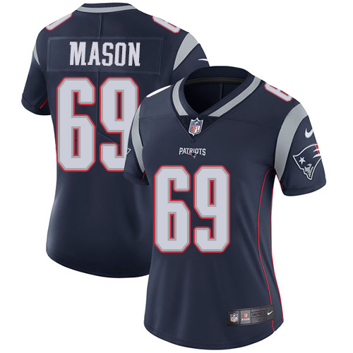 Women's Nike New England Patriots #69 Shaq Mason Navy Blue Team Color Vapor Untouchable Limited Player NFL Jersey