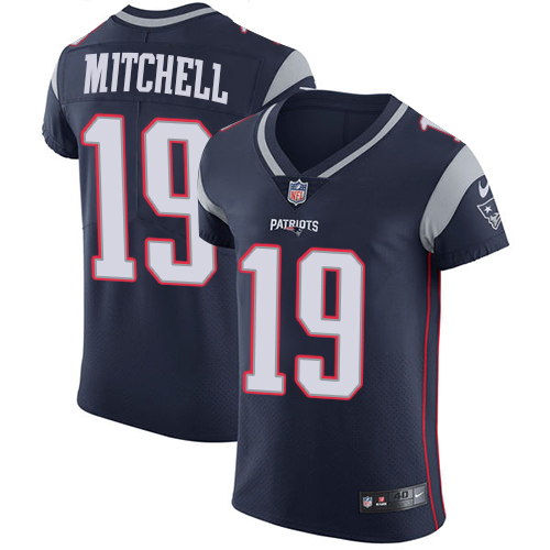 Men's Nike New England Patriots #19 Malcolm Mitchell Navy Blue Team Color Vapor Untouchable Elite Player NFL Jersey