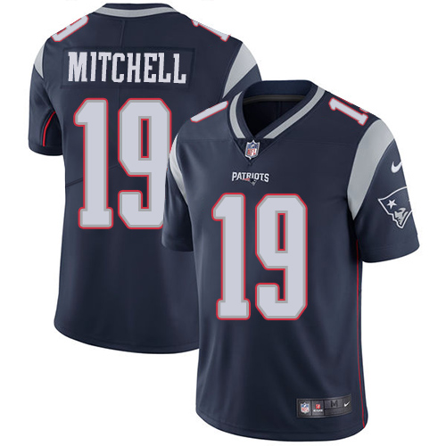 Men's Nike New England Patriots #19 Malcolm Mitchell Navy Blue Team Color Vapor Untouchable Limited Player NFL Jersey