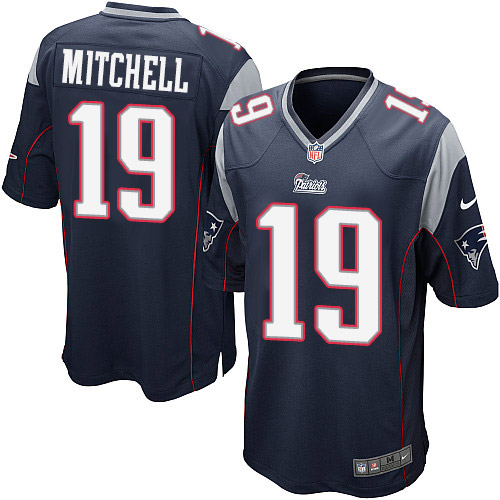 Men's Nike New England Patriots #19 Malcolm Mitchell Game Navy Blue Team Color NFL Jersey
