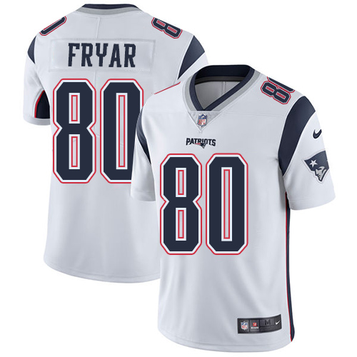 Men's Nike New England Patriots #80 Irving Fryar White Vapor Untouchable Limited Player NFL Jersey