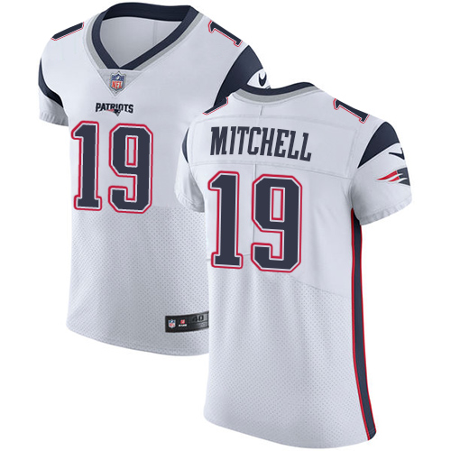 Men's Nike New England Patriots #19 Malcolm Mitchell White Vapor Untouchable Elite Player NFL Jersey