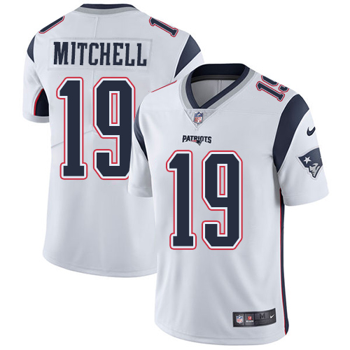 Men's Nike New England Patriots #19 Malcolm Mitchell White Vapor Untouchable Limited Player NFL Jersey