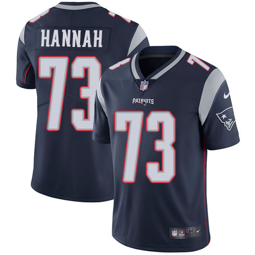 Men's Nike New England Patriots #73 John Hannah Navy Blue Team Color Vapor Untouchable Limited Player NFL Jersey
