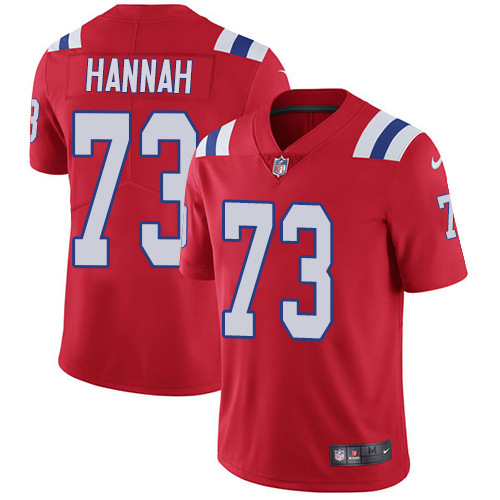 Men's Nike New England Patriots #73 John Hannah Red Alternate Vapor Untouchable Limited Player NFL Jersey
