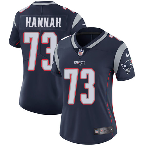 Women's Nike New England Patriots #73 John Hannah Navy Blue Team Color Vapor Untouchable Limited Player NFL Jersey