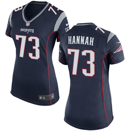 Women's Nike New England Patriots #73 John Hannah Game Navy Blue Team Color NFL Jersey