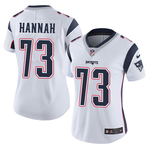 Women's Nike New England Patriots #73 John Hannah White Vapor Untouchable Limited Player NFL Jersey