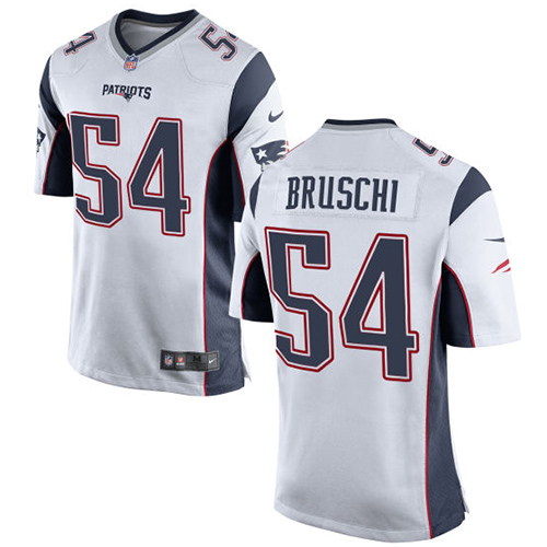Men's Nike New England Patriots #54 Tedy Bruschi Game White NFL Jersey